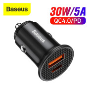 Автомобильное зарядное устройство Baseus C16 30W в прикуриватель — быстрая авто зарядка USB + Type-C QC4.0 PD 5A с подсветкой 12/24V, адаптер для телефона iPhone, Samsung, Xiaomi, Huawei